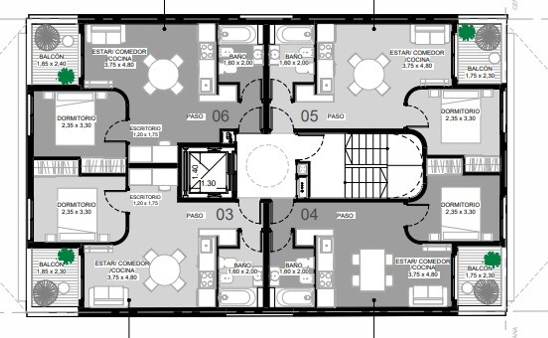 Departamento 2 ambientes con 1 baño