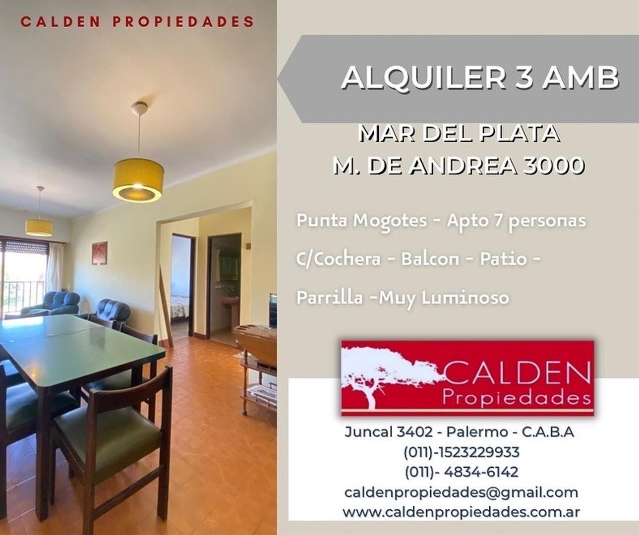 Alquiler Departamento 3 Ambientes Punta Mogotes - Mar del Pl