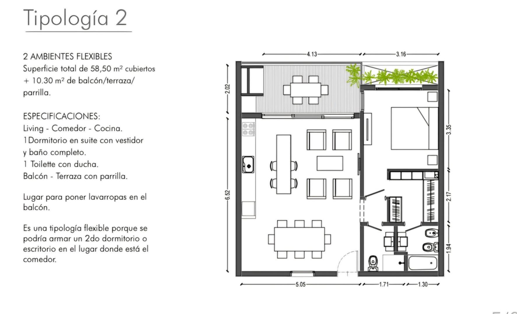 Departamento en Venta de 1 dormitorio