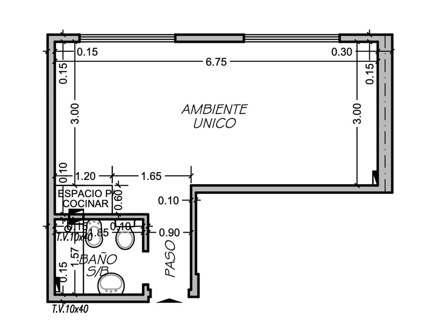 Departamento monoambiente EN CONTRAFRENTE en alquiler