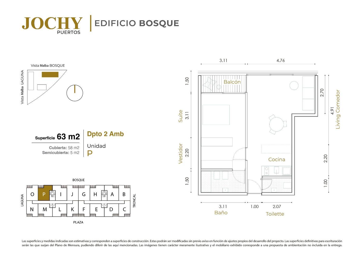 Departamento en Venta de 2 ambientes