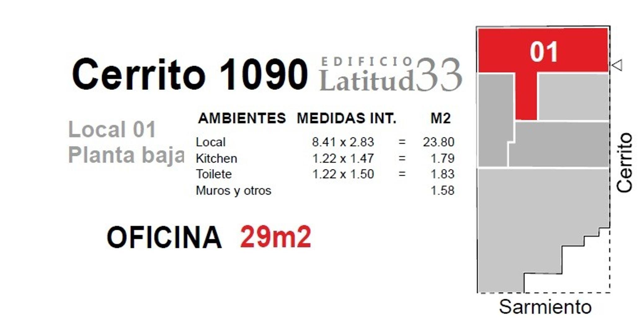 OFICINA EN VENTA CERRITO 1000.