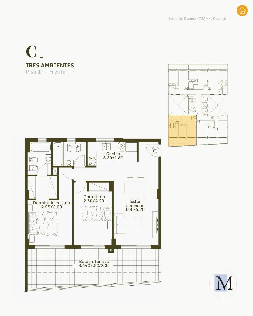 Departamento en el emprendimiento VALENTIN GOMEZ-CASEROS