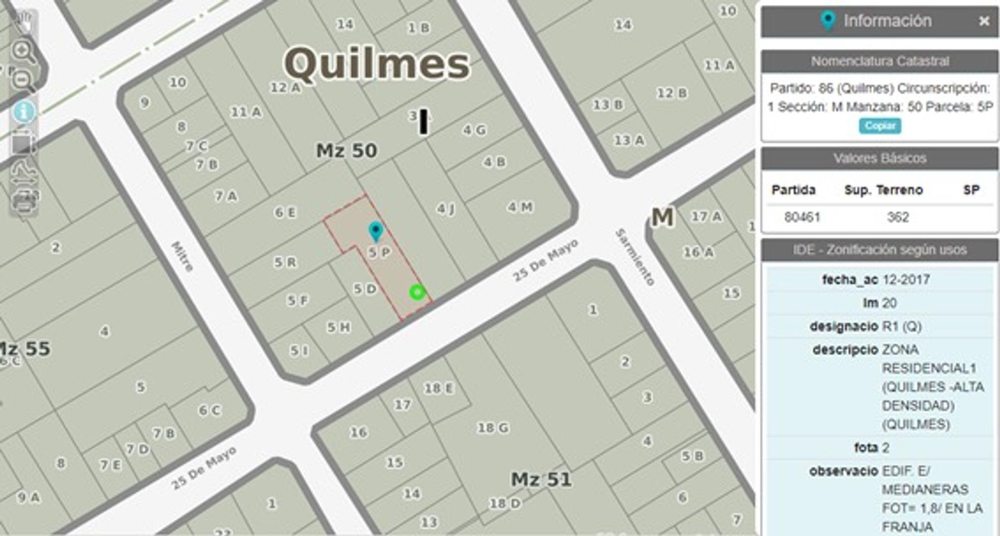 VENTA DE LOTE QUILMES ESTE