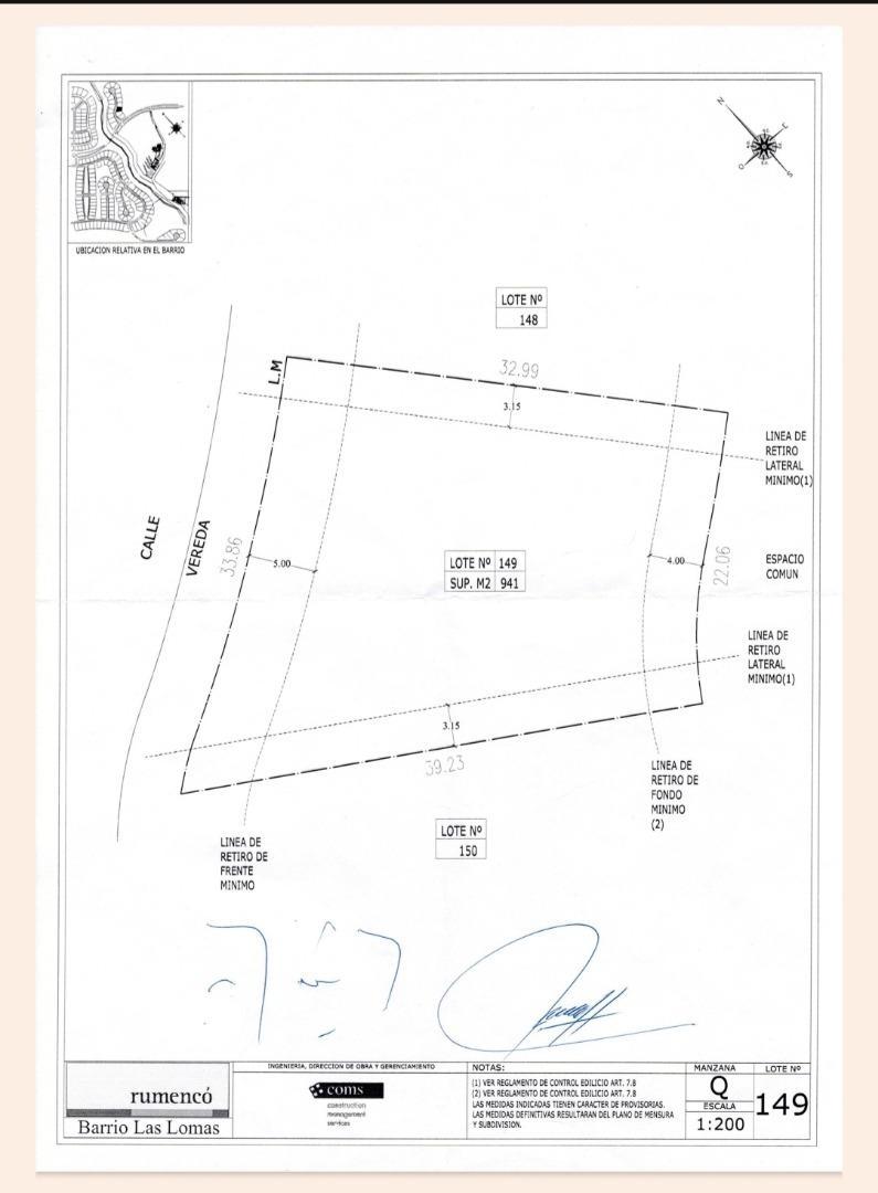 LOTE 149 LOMAS CHICO- BARRIO PRIVADO RUMENCO