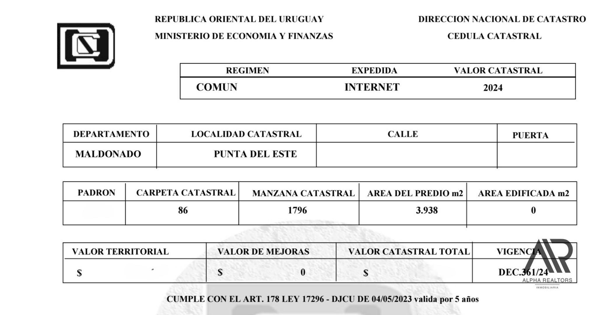 Terreno en venta de 3938m2 ubicado en Rincón del Indio