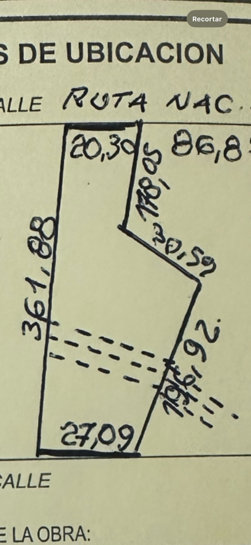 Terreno en Venta 362  mts Fondo