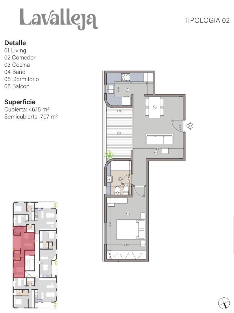 Departamento 3 ambientes con 1 baño