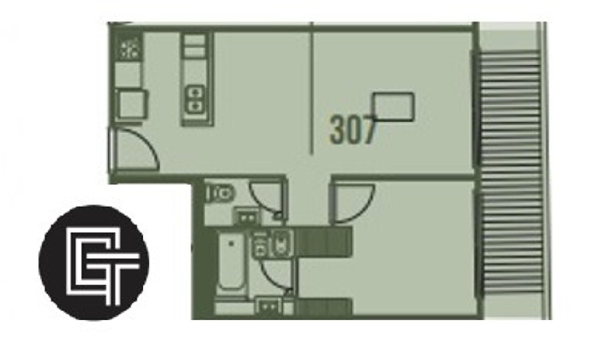 Departamento 2 ambientes con 2 baños