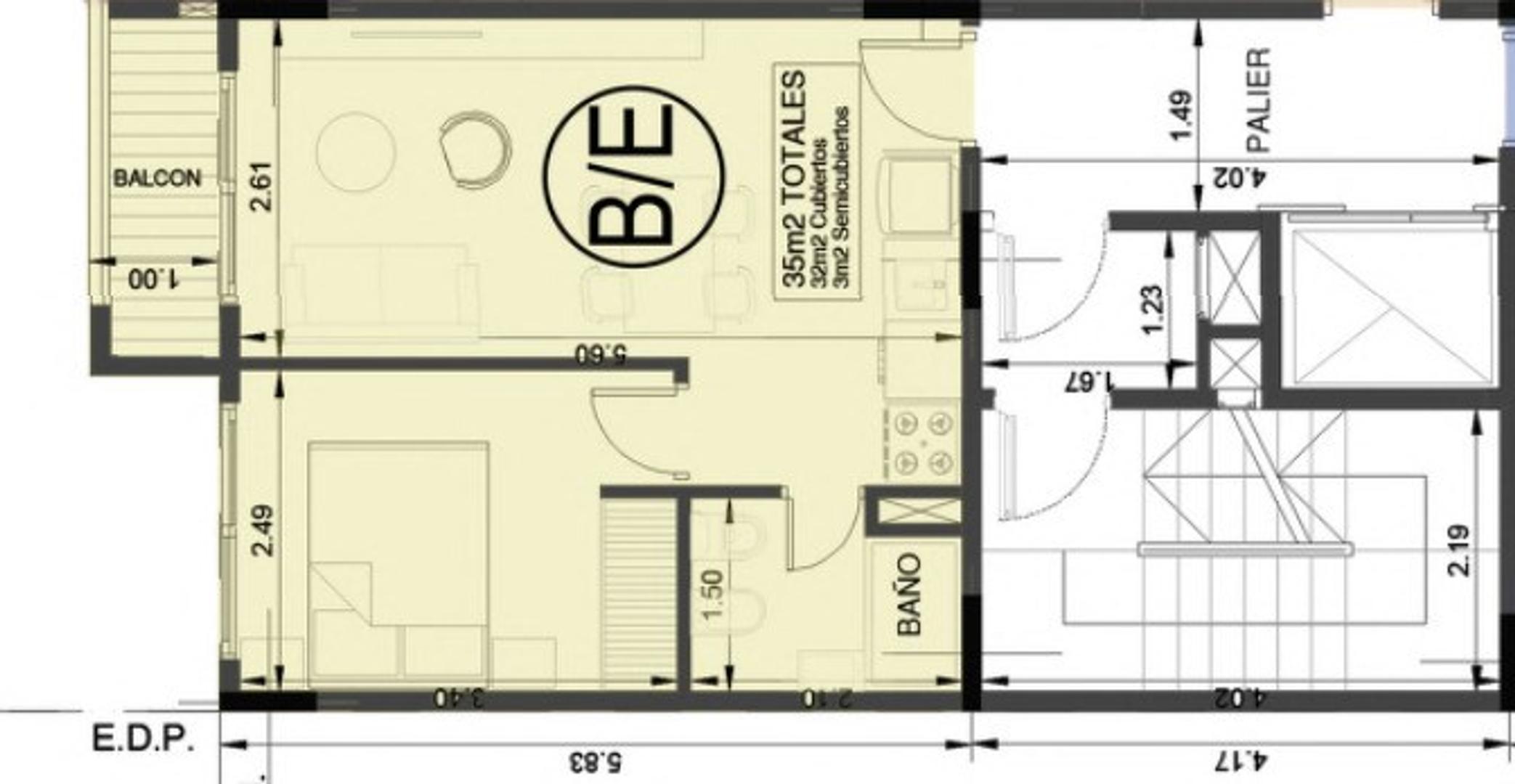 Departamento en Venta de 1 dormitorio