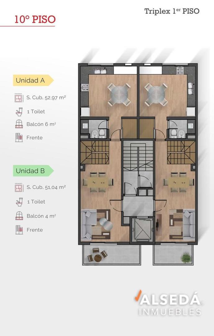 Departamento 3 ambientes con 1 baño