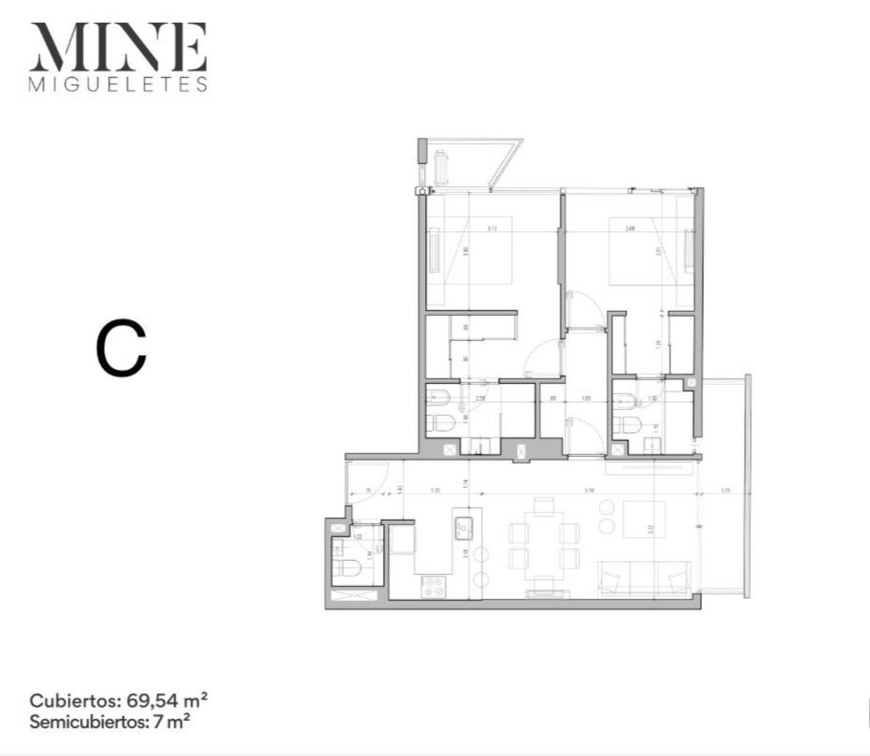 Departamento en Venta de 2 dormitorios