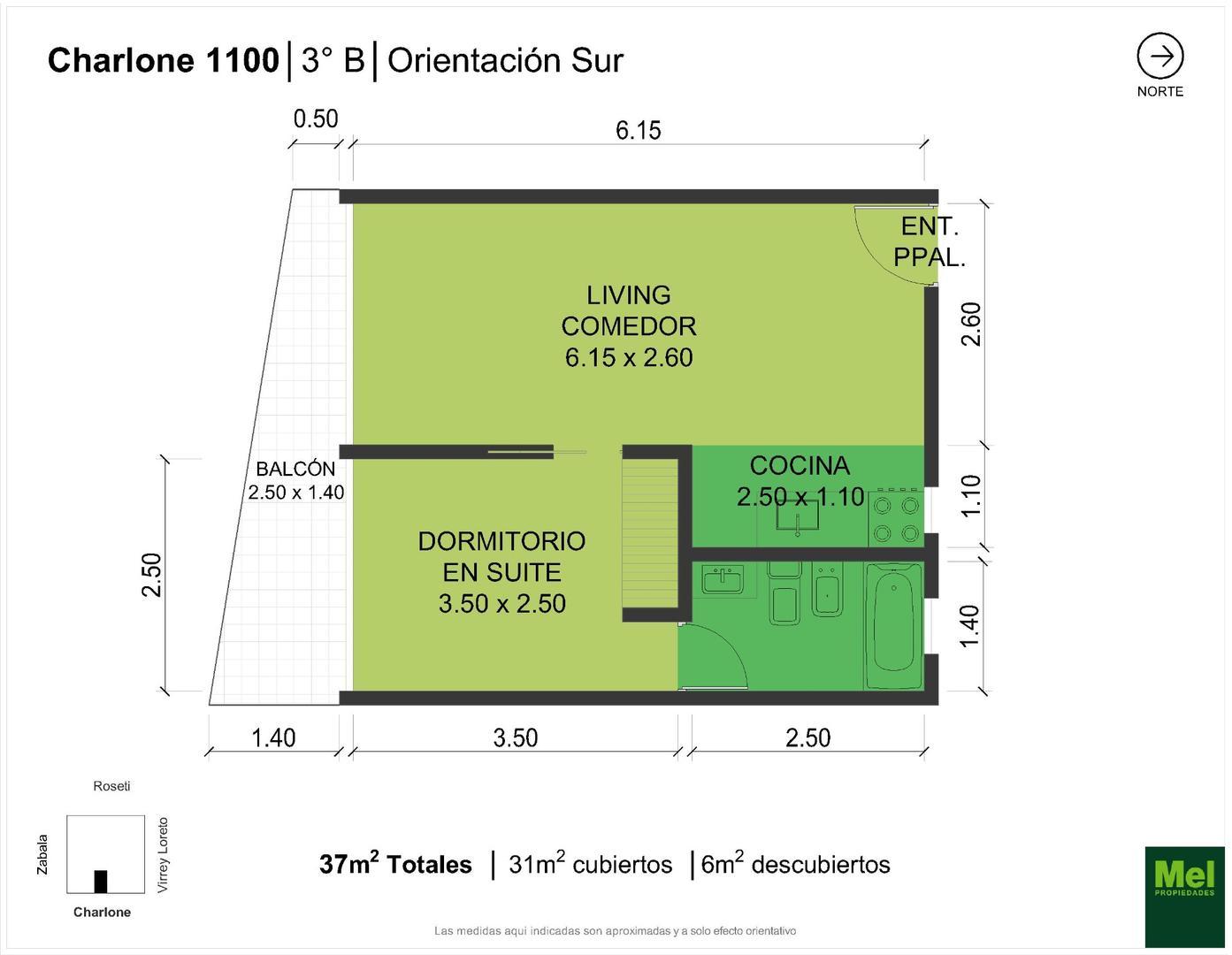 Charlone 1100, Piso 3