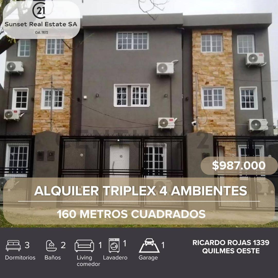 ALQUILER TRIPLEX 4 AMBIENTES  QUILMES OESTE
