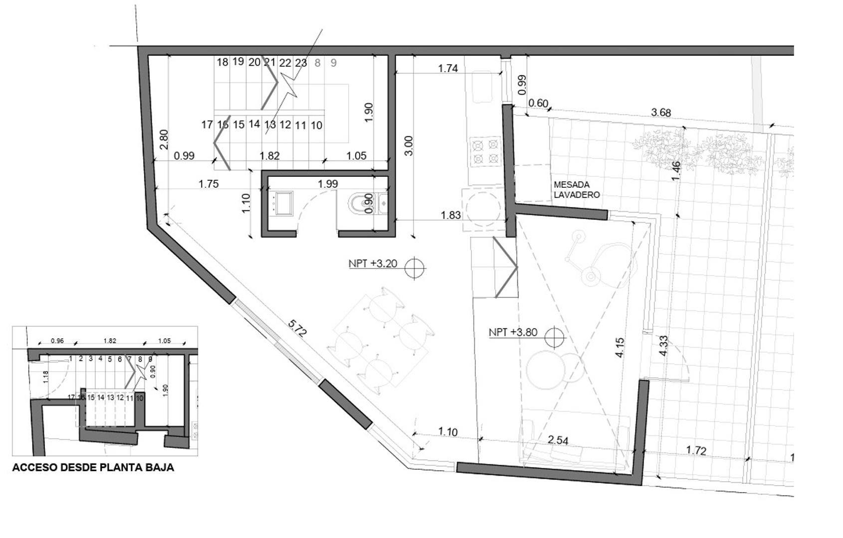 Departamento 3 ambientes con 2 baños