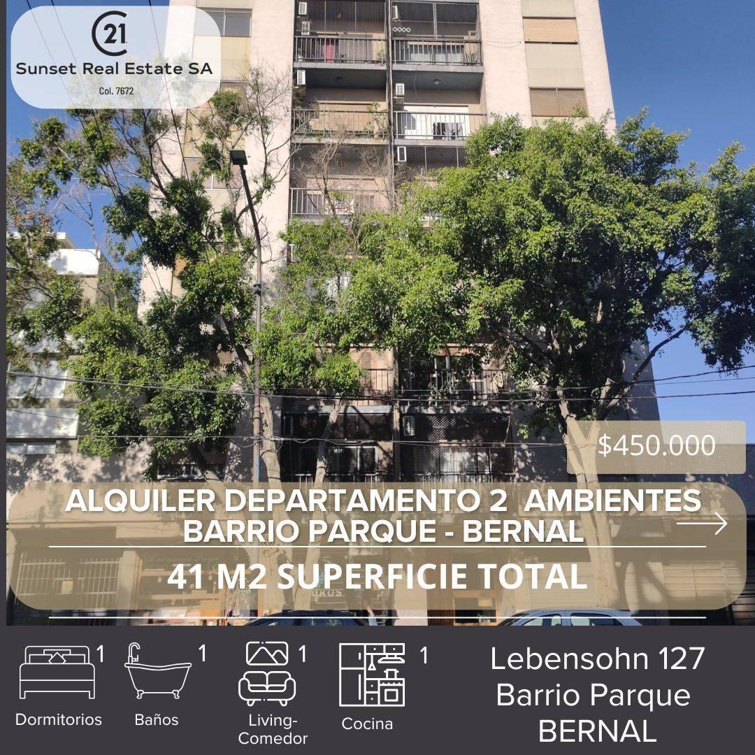 ALQUILER DEPARTAMENTO 2 AMBIENTES BERNAL - BARRIO PARQUE