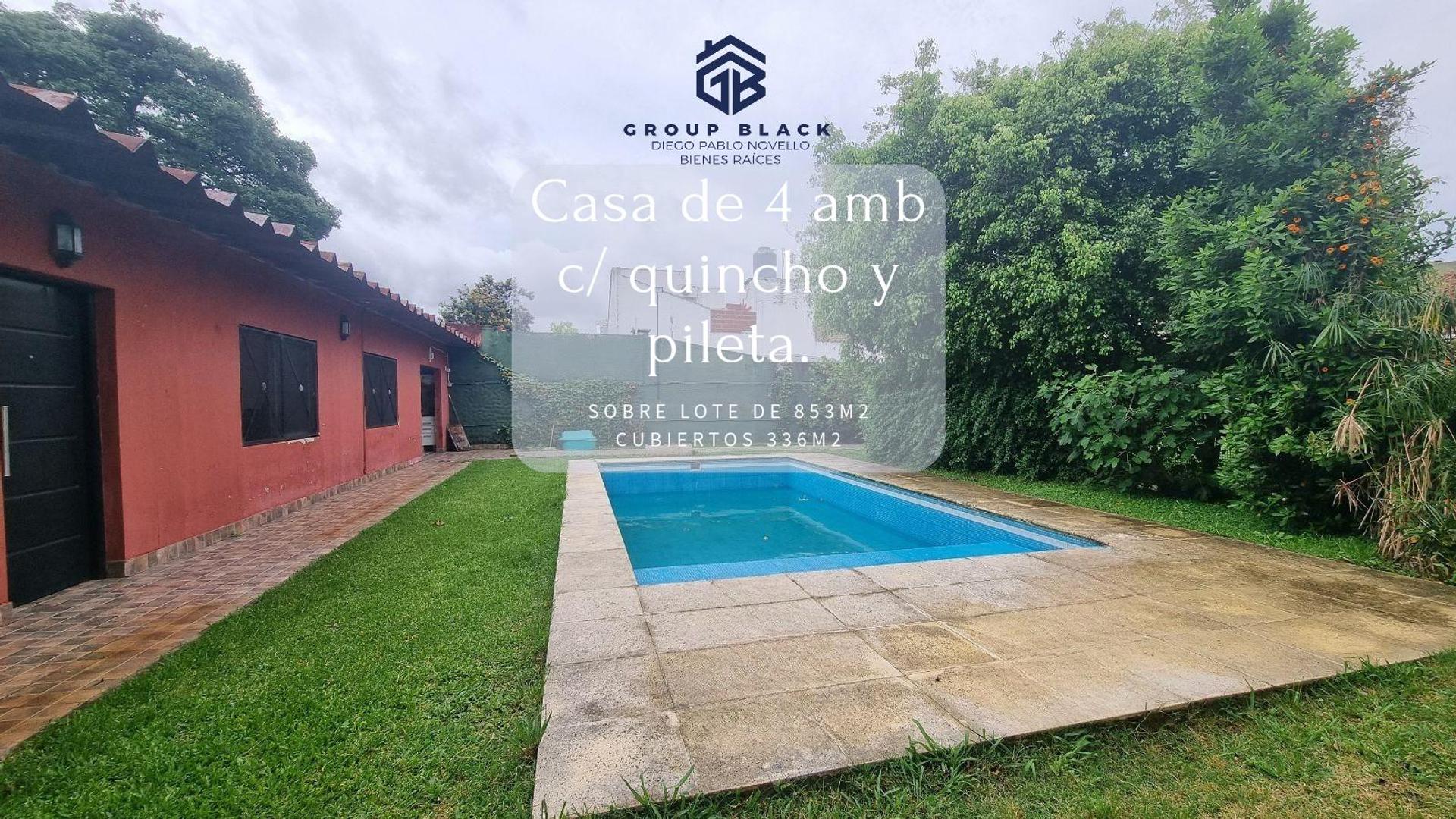 Casa 4 amb, Cocheras, Quincho, Pileta, lote de 853 m²