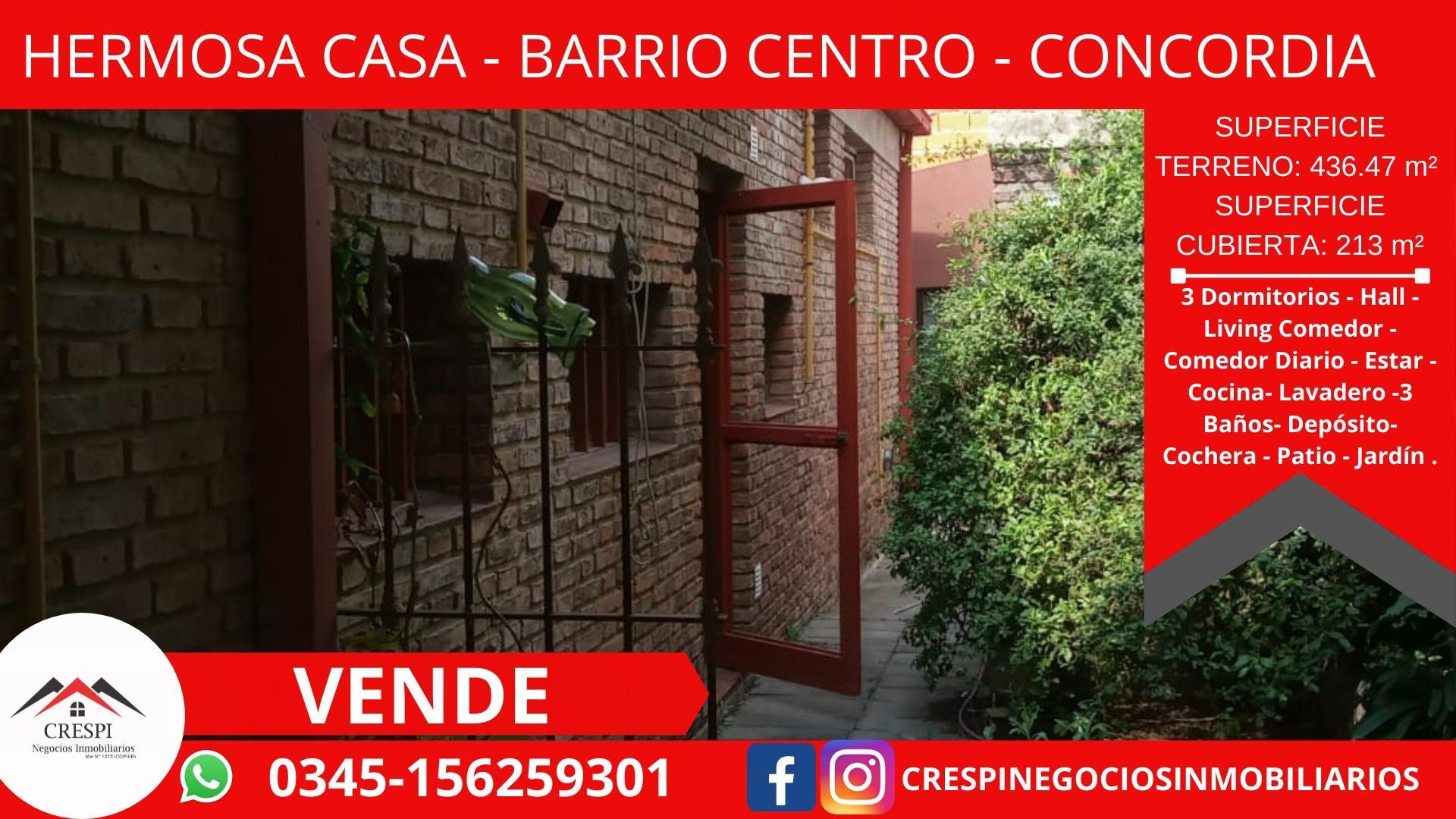 VENDO HERMOSA CASA EN BARRIO “CENTRO” Concordia- Entre Ríos.