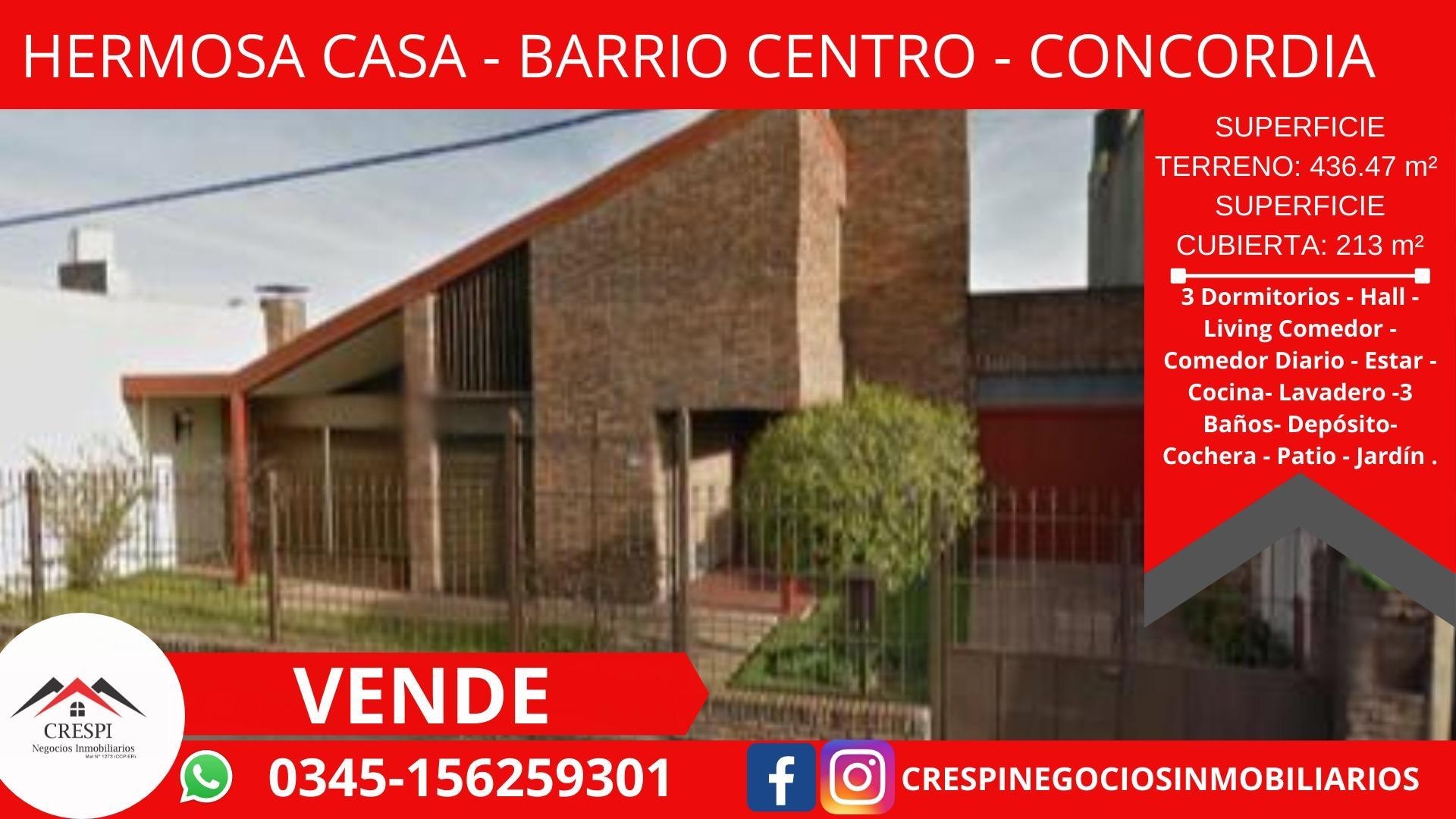 VENDO HERMOSA CASA EN BARRIO “CENTRO” Concordia- Entre Ríos.