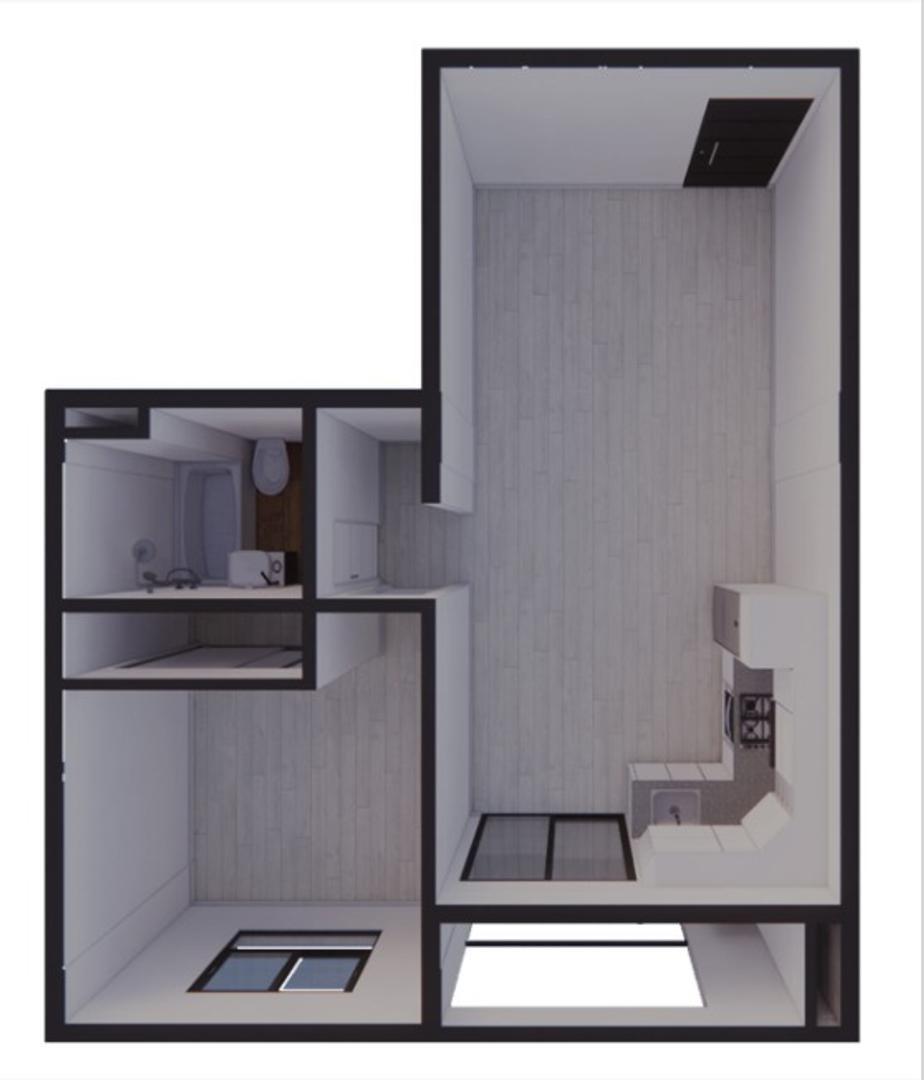 Departamento 2 ambientes con 1 baño