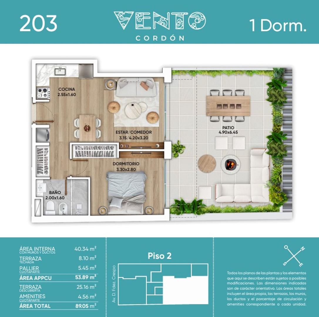 Vento Cordon Patio 1 dorm en Agosto 2026