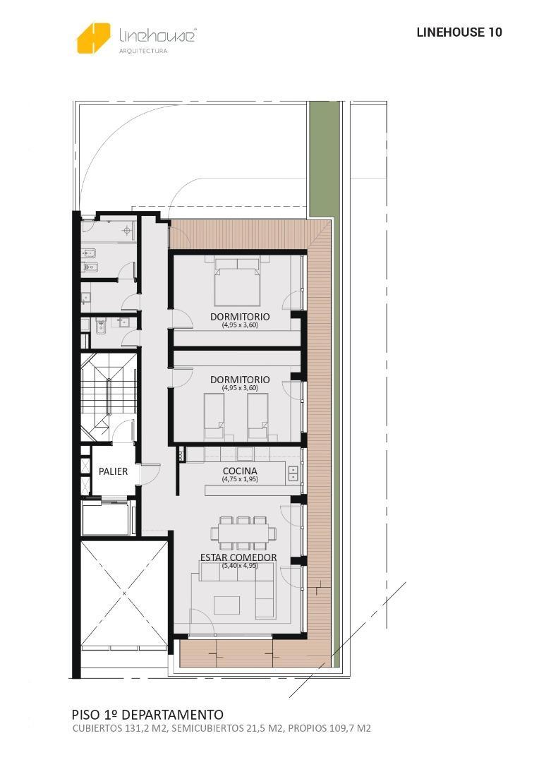 Departamento 4 ambientes con 2 baños