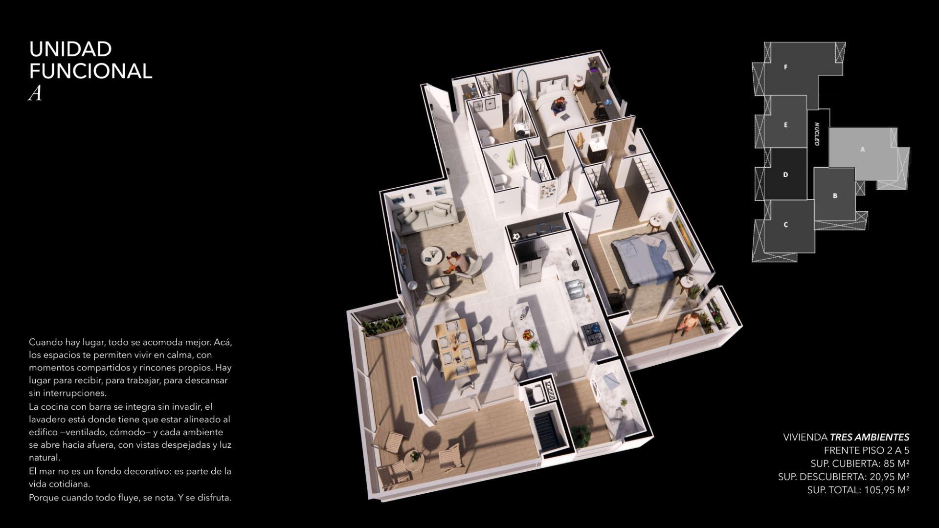 Semipiso 3 ambientes al frente en POZO