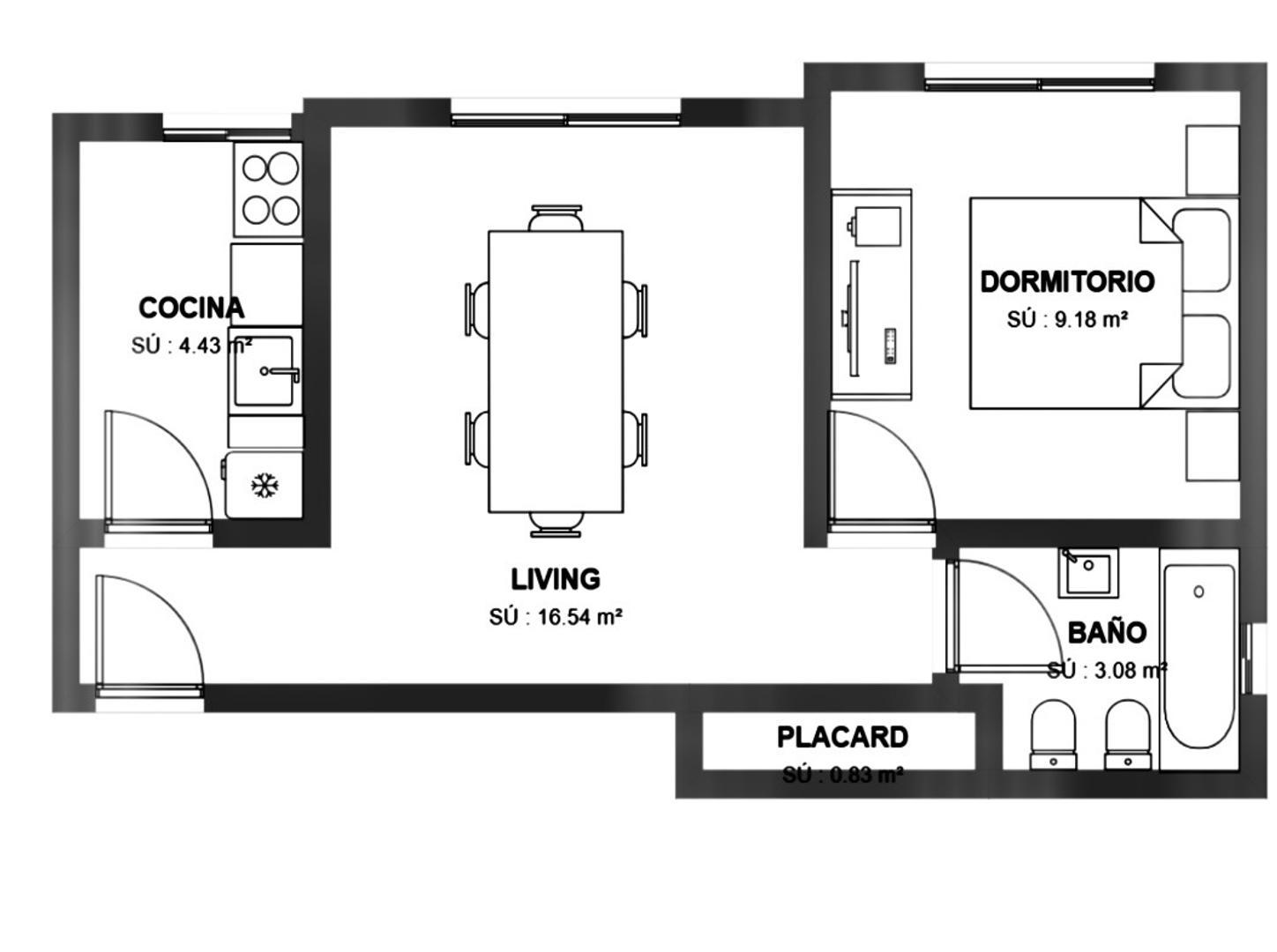 Departamento de 2 Ambientes, luminoso, apto crédito
