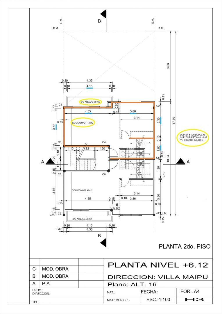 Departamento en Venta de 4 ambientes