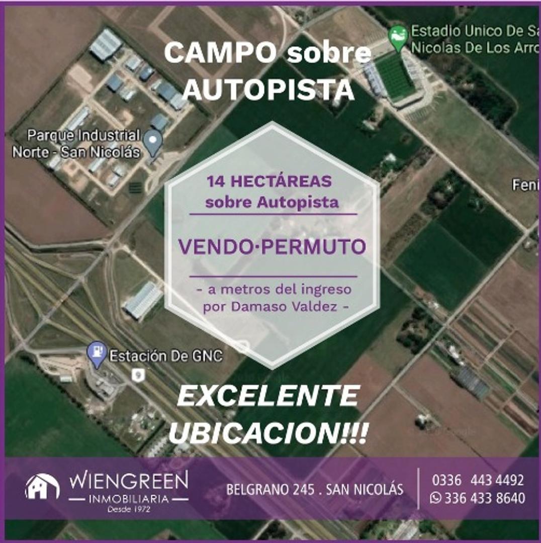 VENDO O PERMUTO CAMPO DE 14 HAS SOBRE AUTOPISTA