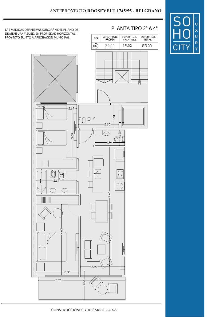 Roosevelt 1700, Piso 3