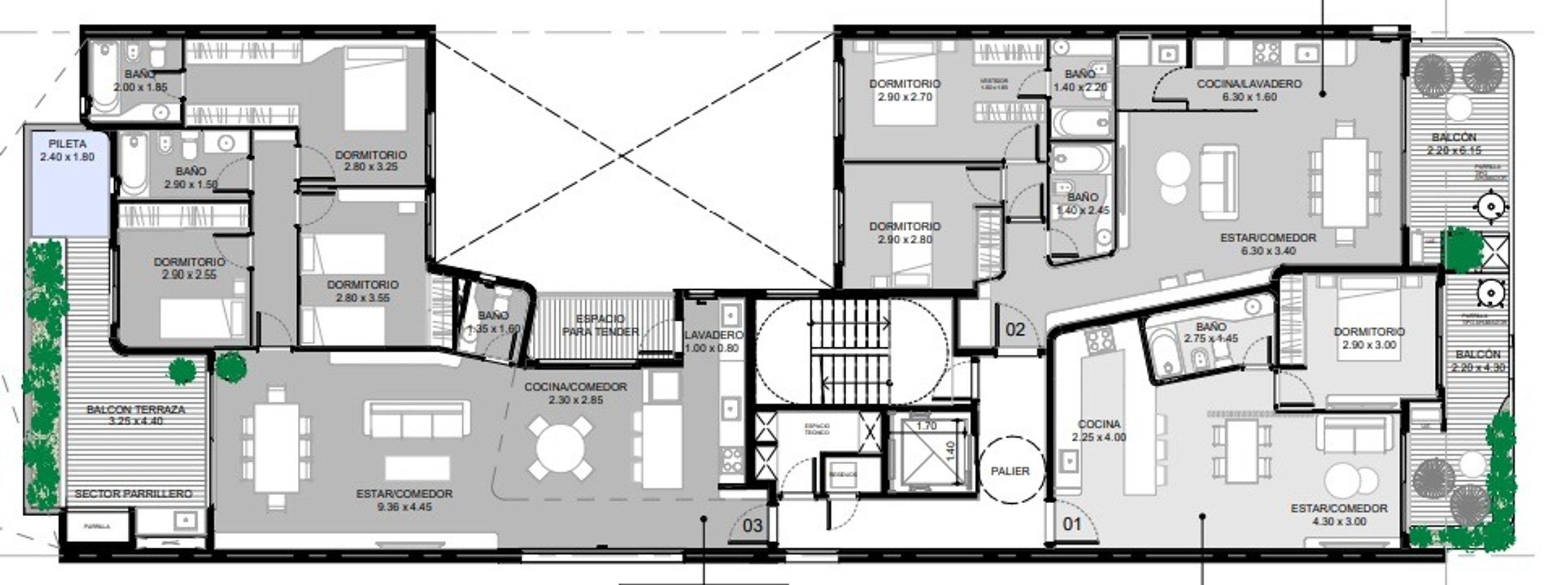 Departamento 4 ambientes con 3 baños