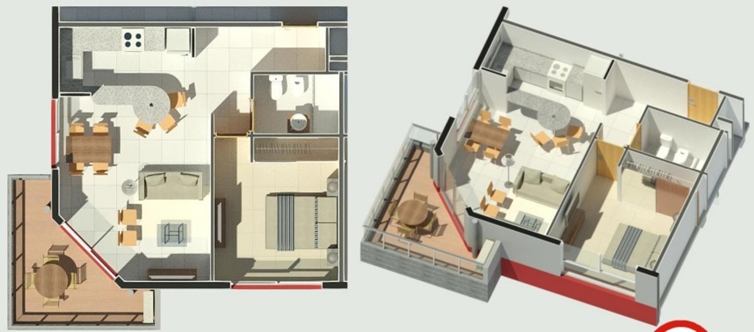 Departamento 2 ambientes con 1 baño