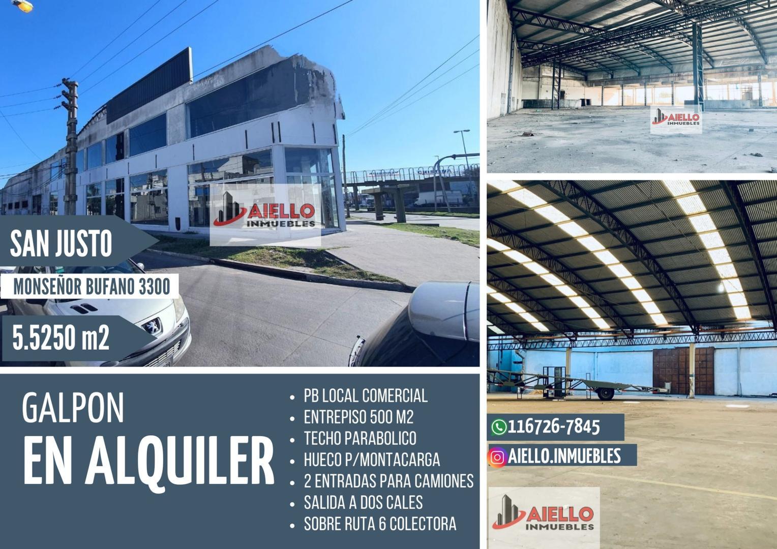 GALPON EN ALQUILER, MONSEÑOR BUFANO 3300, SAN JUSTO