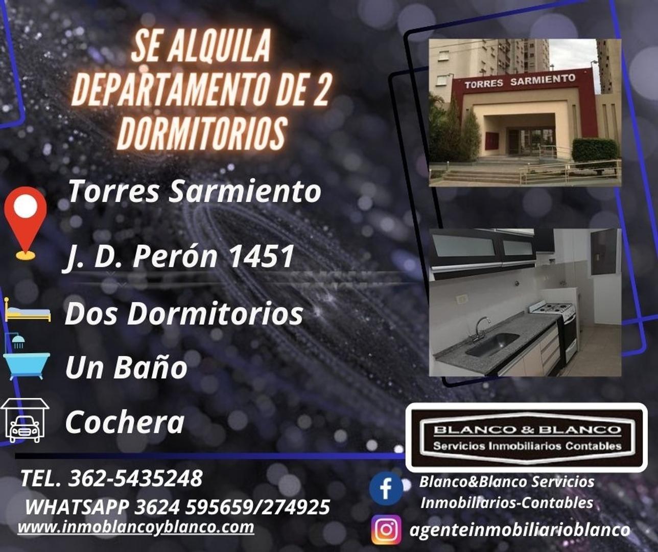 SE ALQUILA DEPARTAMENTO de 2 dormitorios en Torres Sarmiento
