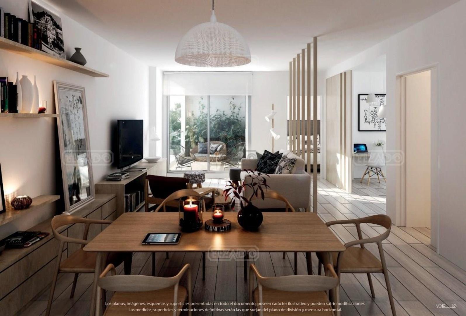 Departamento 2 ambientes con 2 baños