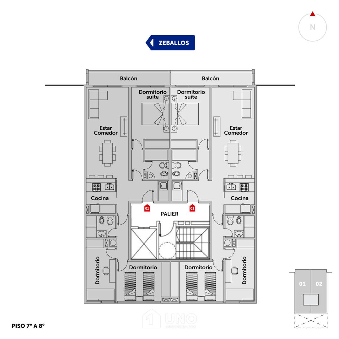 Departamento 3 ambientes con 2 baños