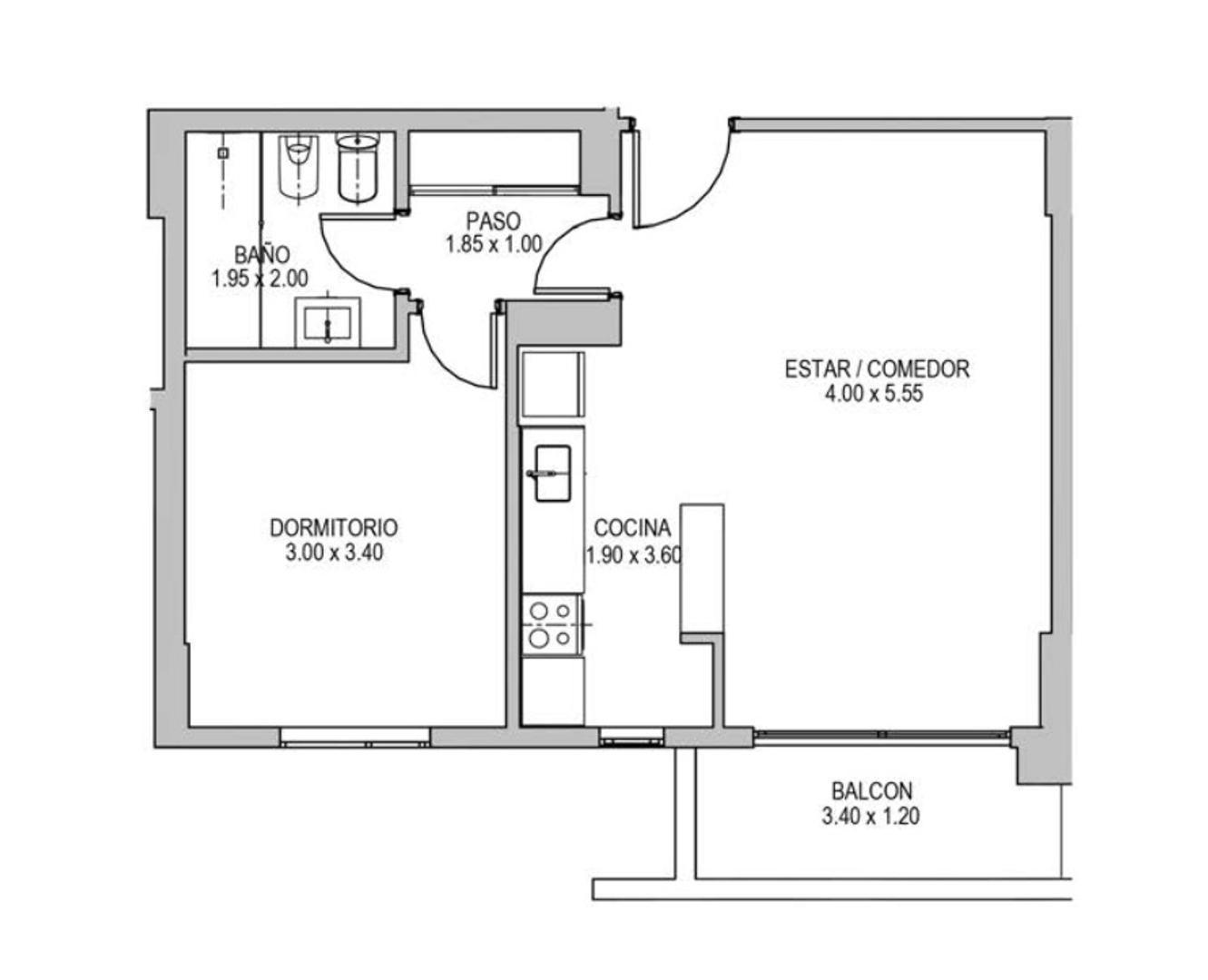 Departamento en Venta de 2 ambientes