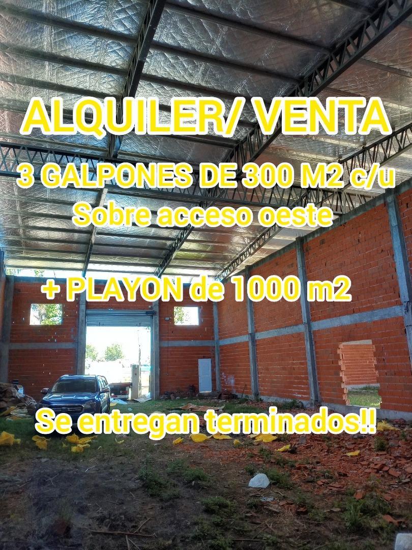 Galpones+ playón en alquiler sobre acceso oeste
