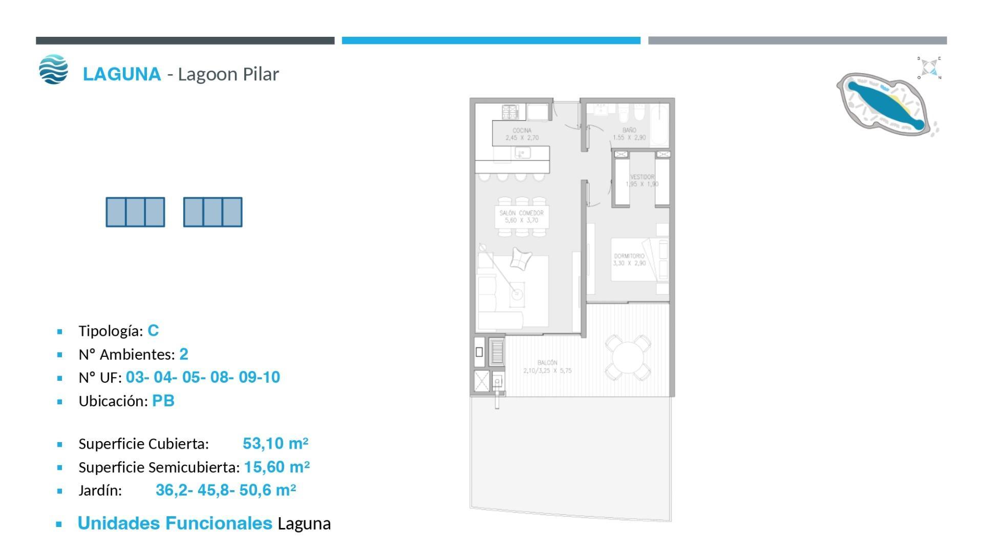 Departamento en el emprendimiento Lagoon Pilar