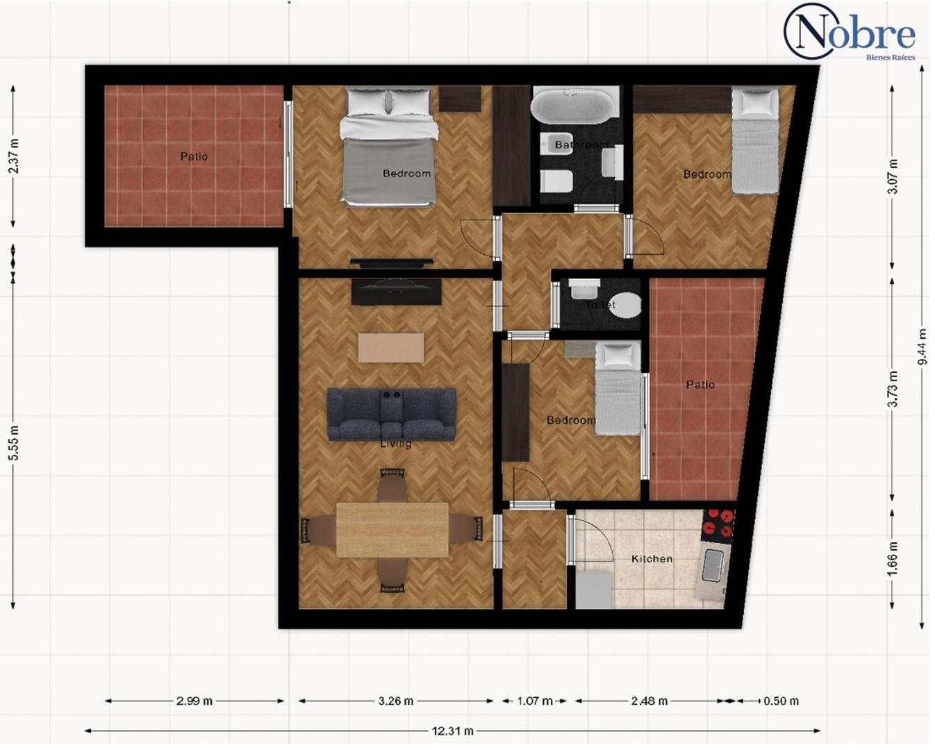 Departamento en Venta de 3 dormitorios