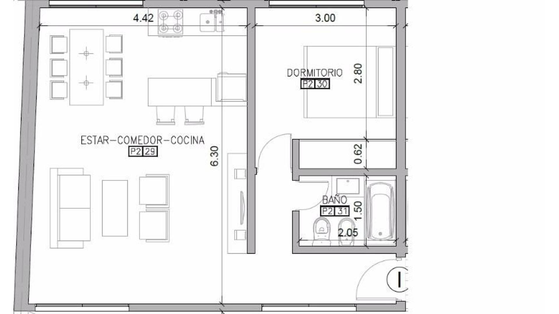Departamento en Venta de 2 ambientes