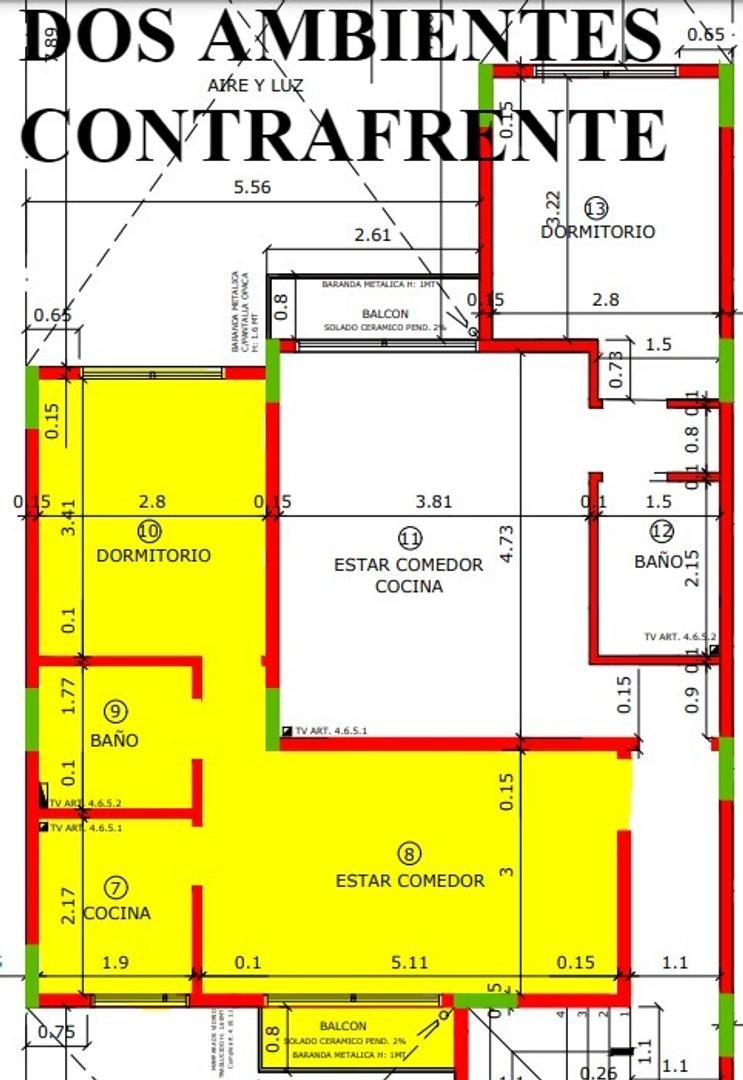 Departamento 2 ambientes con 1 baño