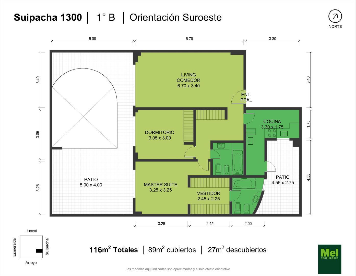 Suipacha 1300, Piso 1