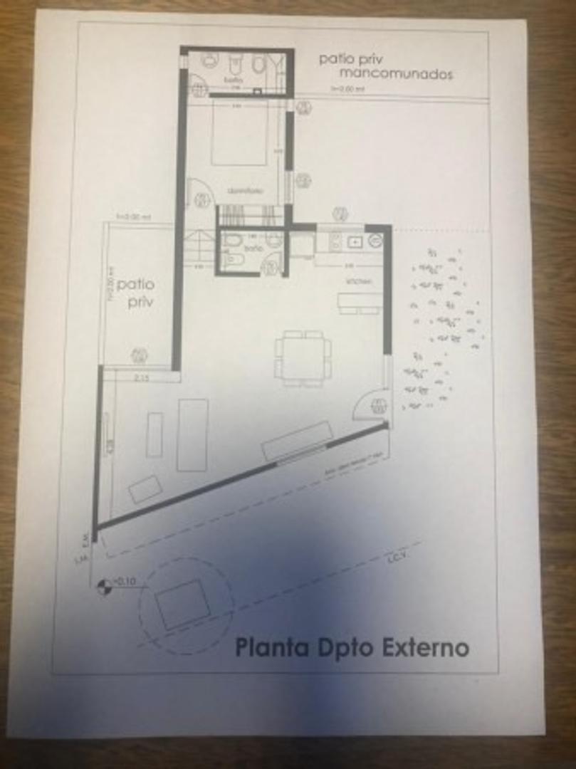 Casa 2 ambientes con 2 baños