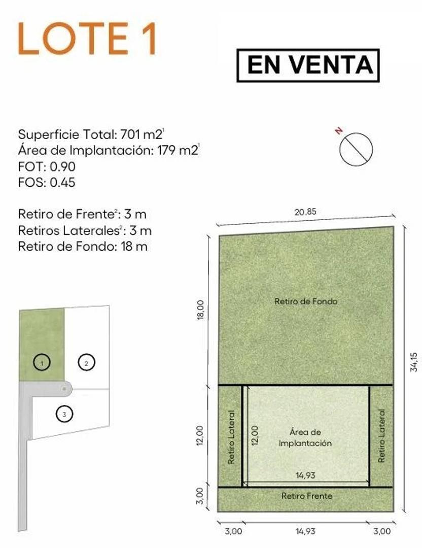 Terreno en Venta, FOS 45