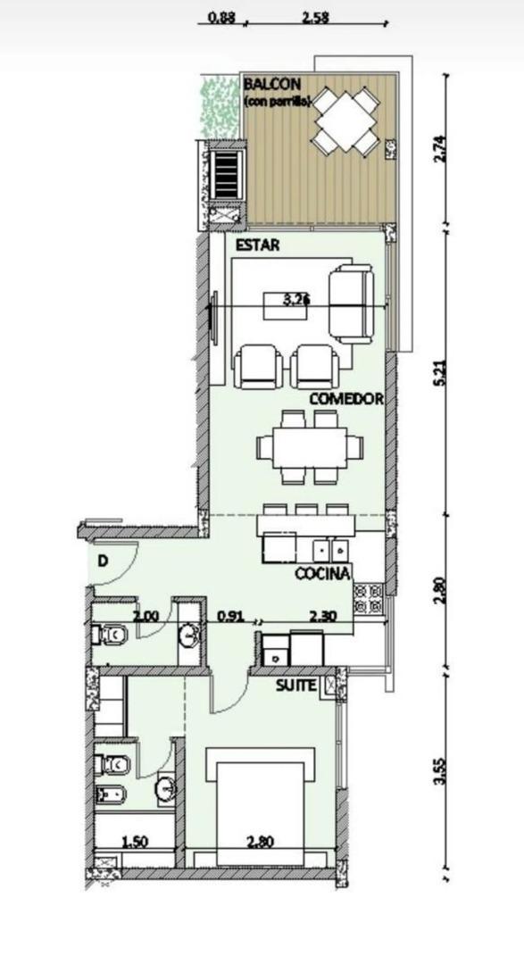 Departamento en Venta de 1 dormitorio