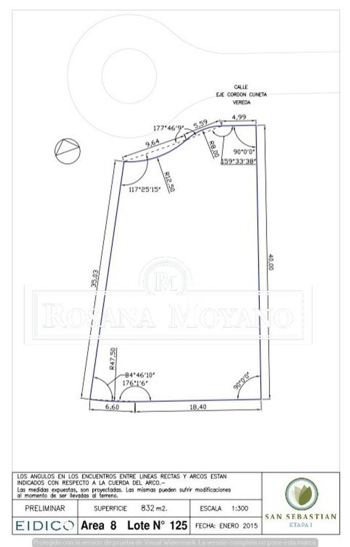 Terreno en Venta de 832,0 m2