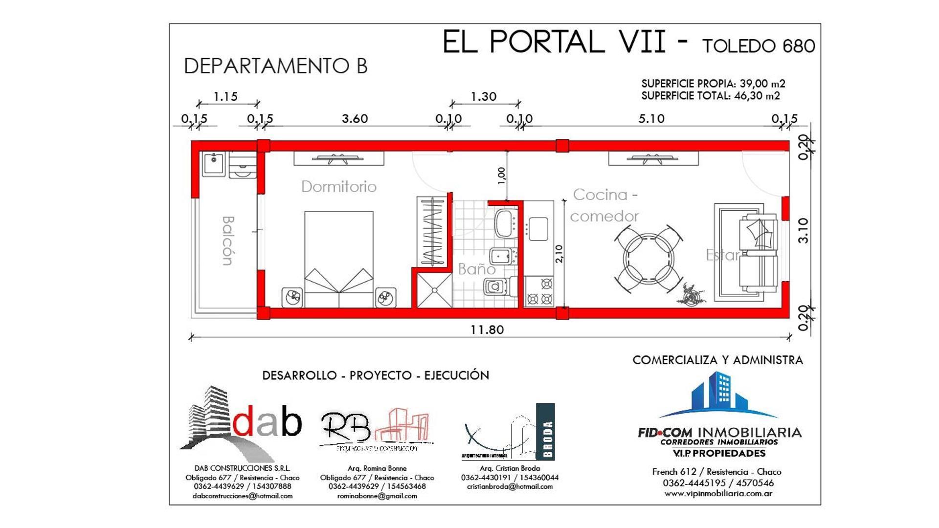 Departamento 2 ambientes con 1 baño