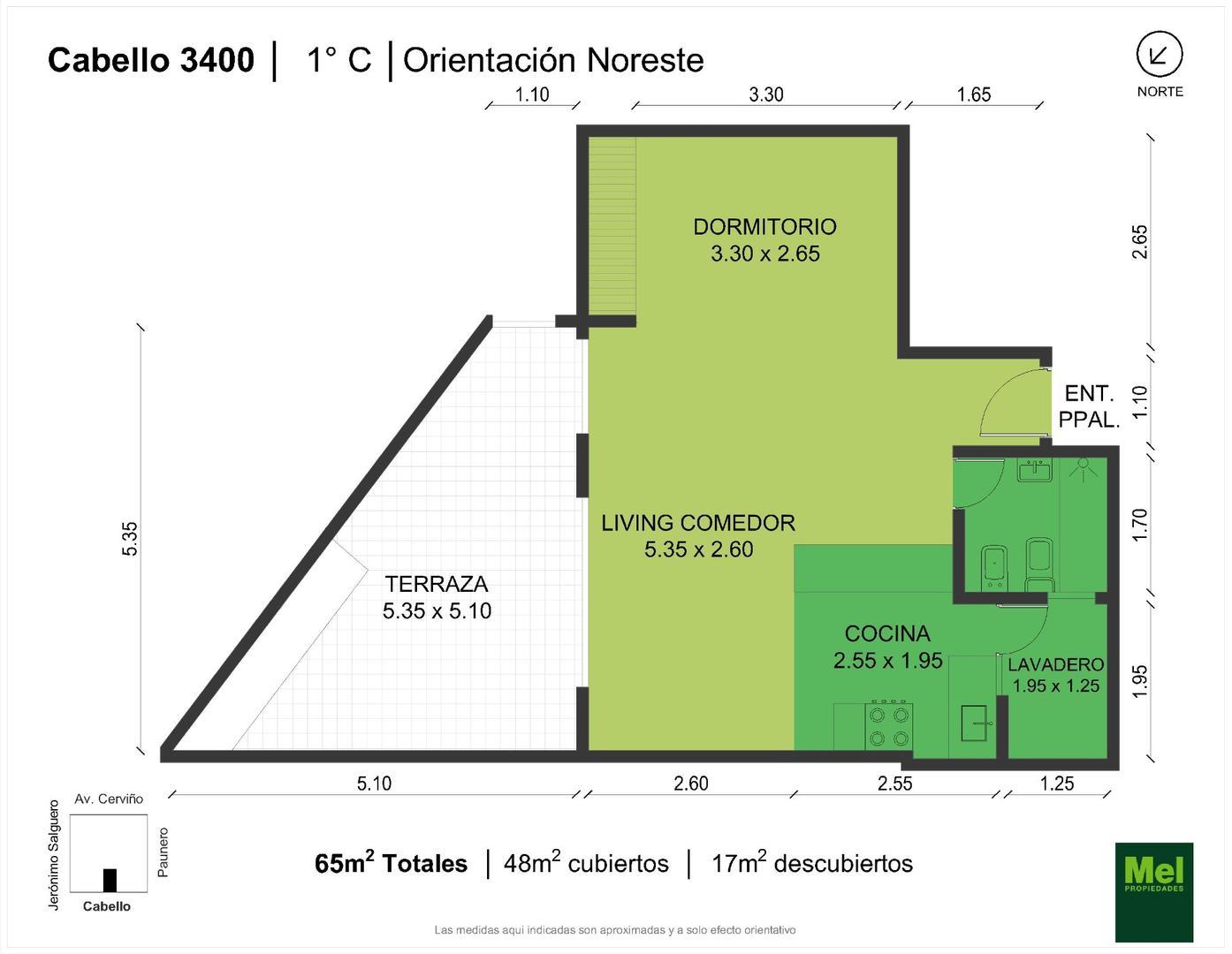 Cabello 3400, Piso 1 C